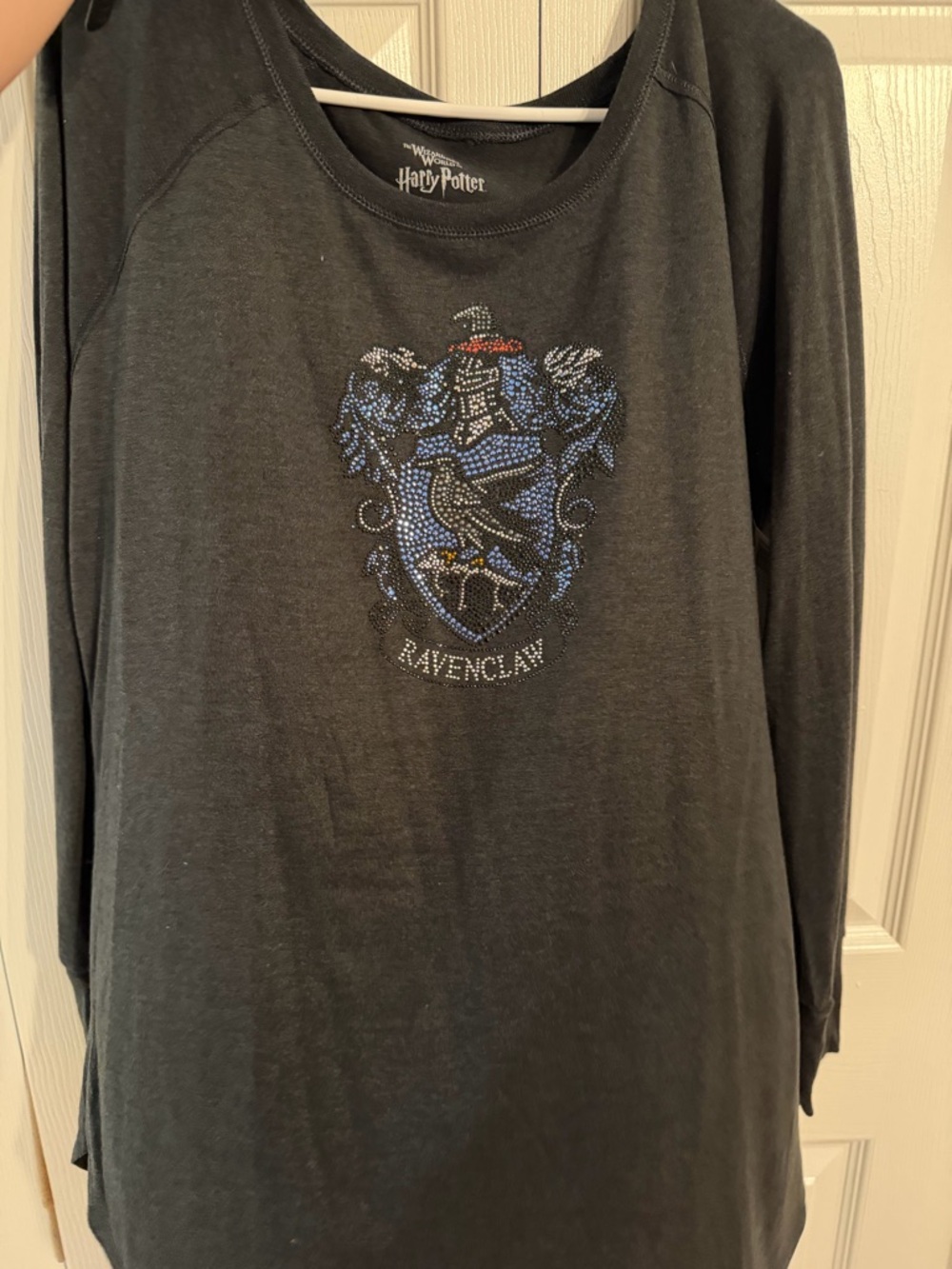Harry Potter Ravenclaw Black Long Sleeve Tee - Rhinestone Crest